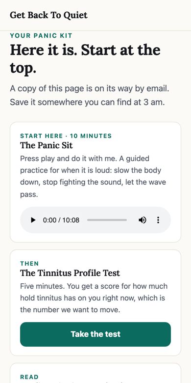 The Panic Sit audio on a phone